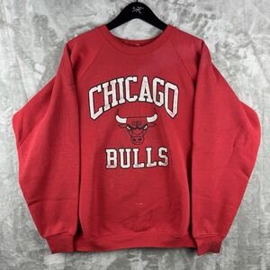 Vintage NBA Chicago Bull Red Crewneck Logo Mens XXL USA 90s Raglan Graphic